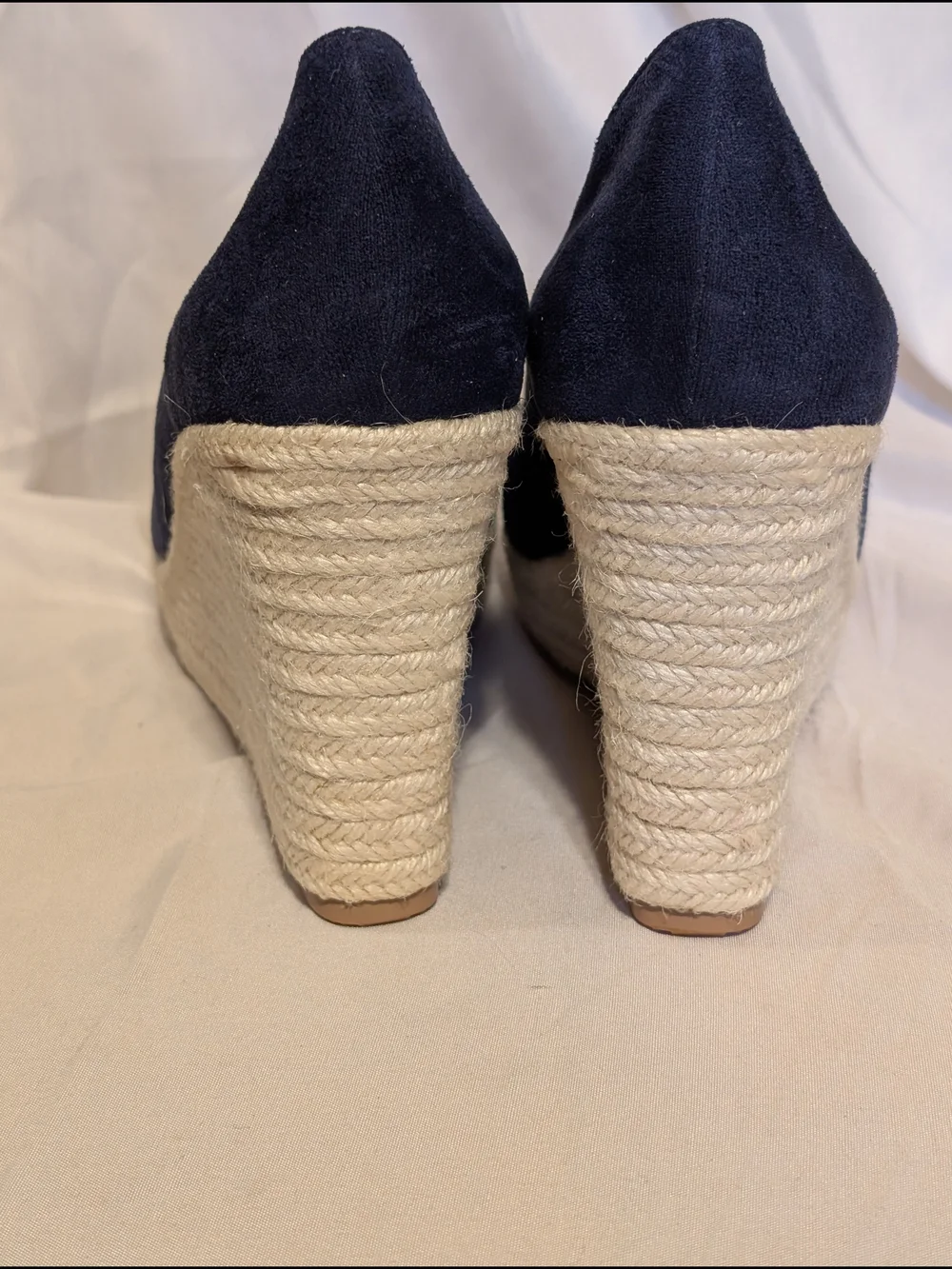 Women’s Navy Suede Espadrille Wedge Pumps